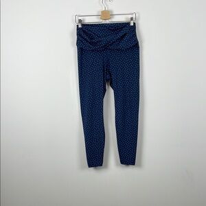 Nike Dri Fit Twist Waist High Blue Polka Dot Active Stretch Women's L Leggings